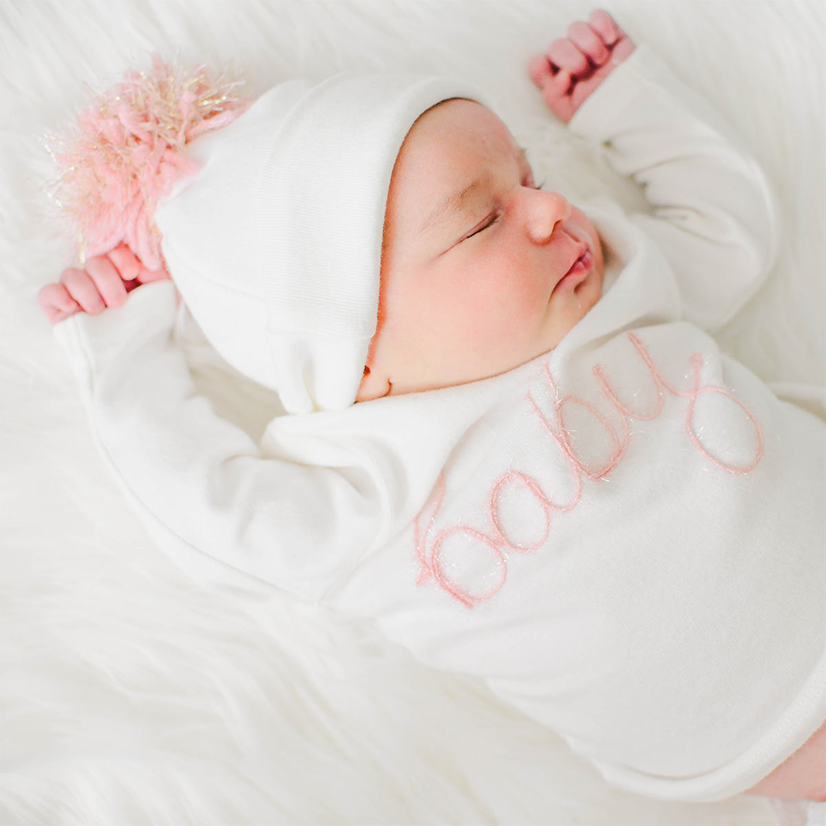 Oh Baby! "Baby" Pink Sparkle 2pc Set - Cream