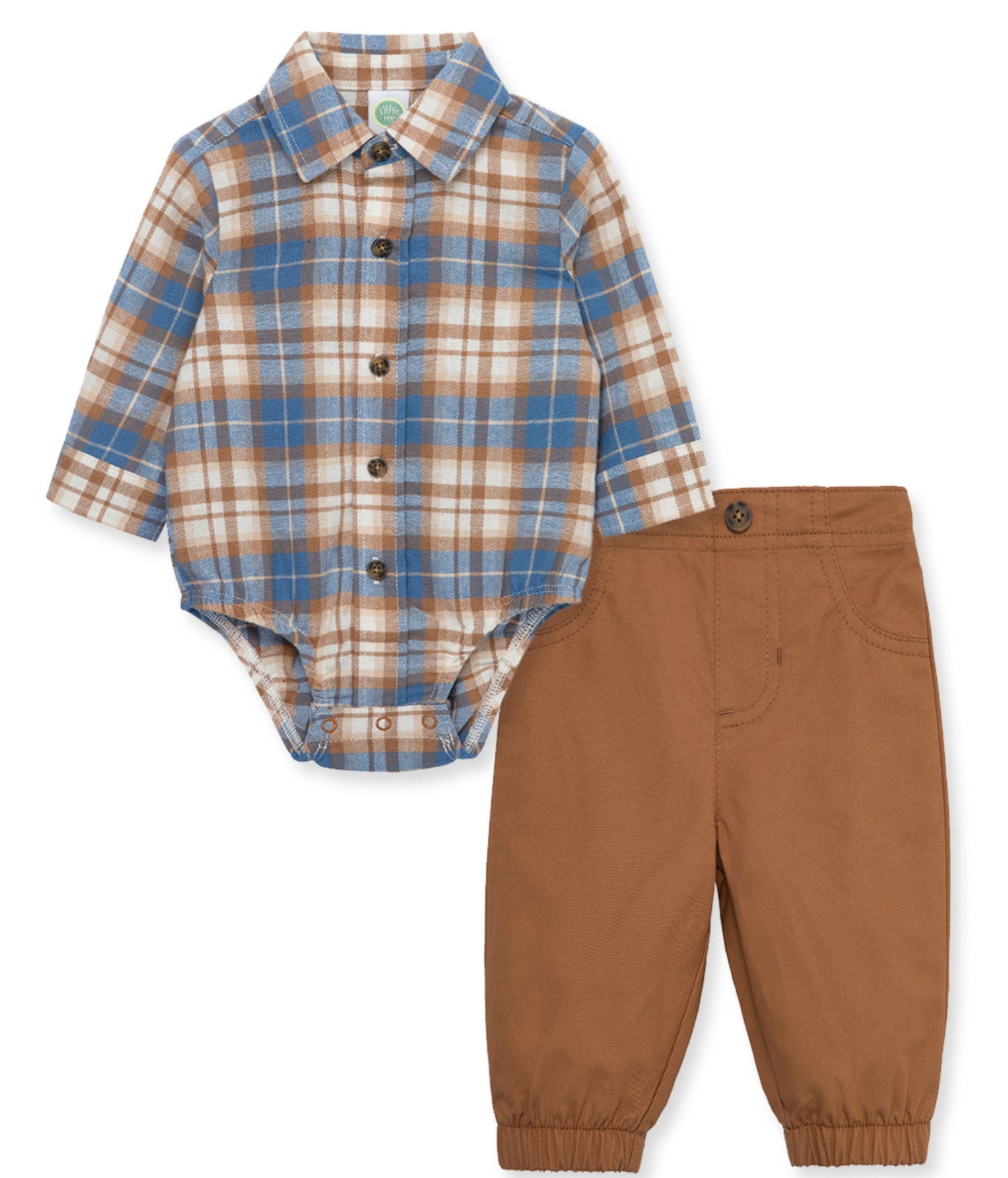 Blue Plaid Pant Set