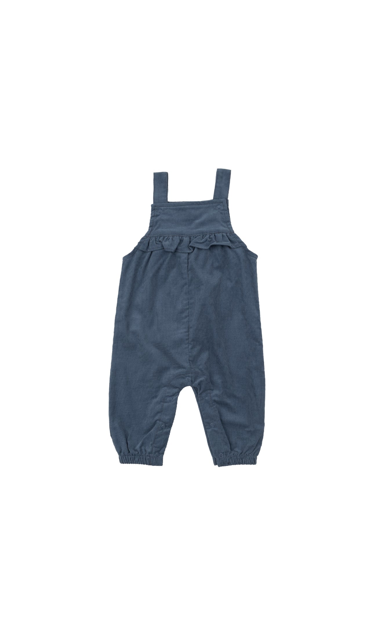 Cord Navy Yoke Ruffle Overall Two Piece Set