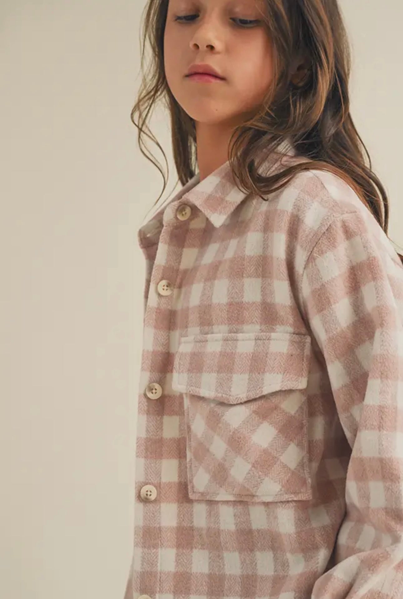 Blush and Cream Checked Shacket