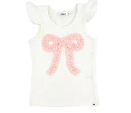 Ruffle Bow Terry Flutter Sleeve Tank