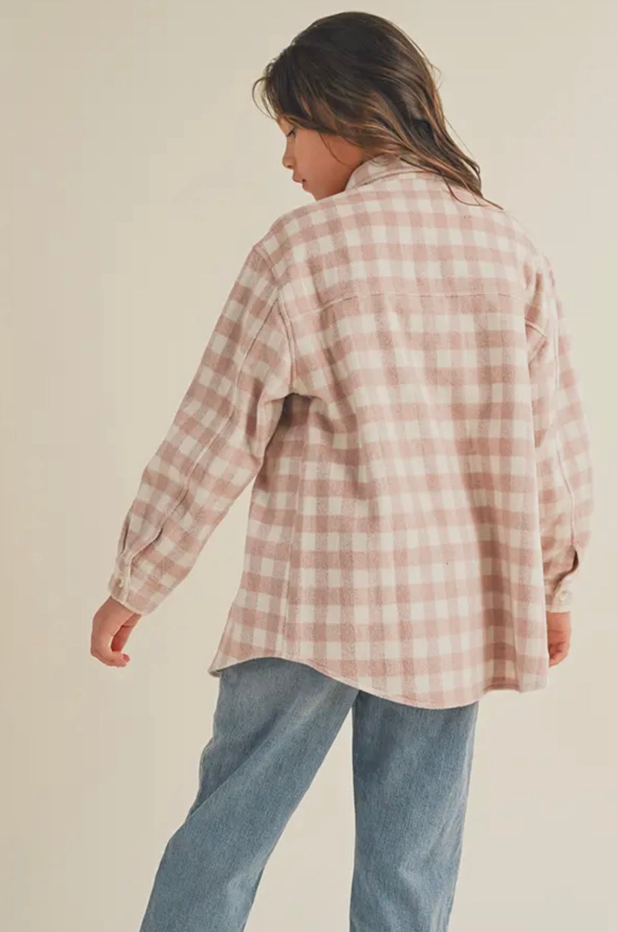 Blush and Cream Checked Shacket