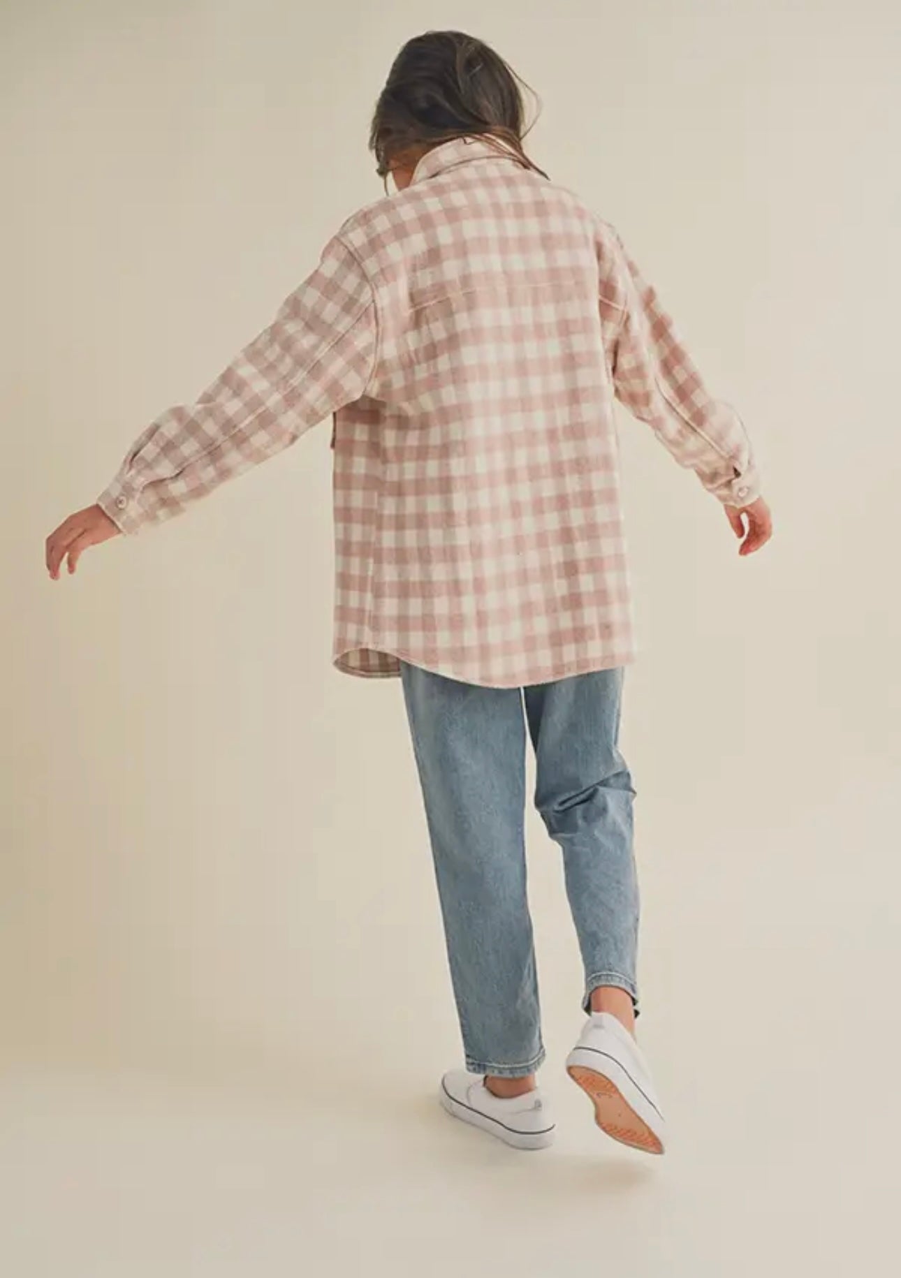 Blush and Cream Checked Shacket