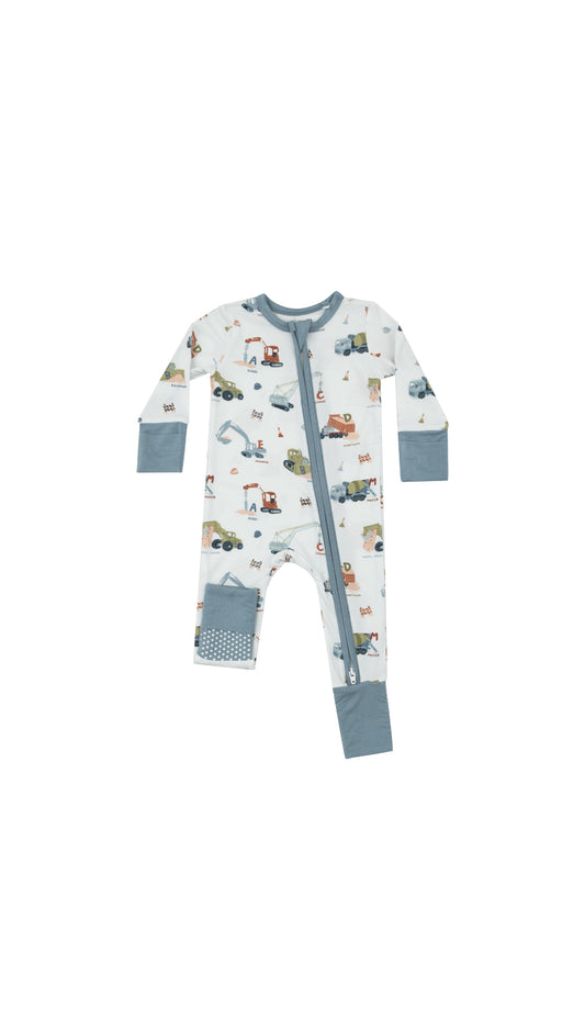 Construction Alphabt 2 Way Zipper Romper