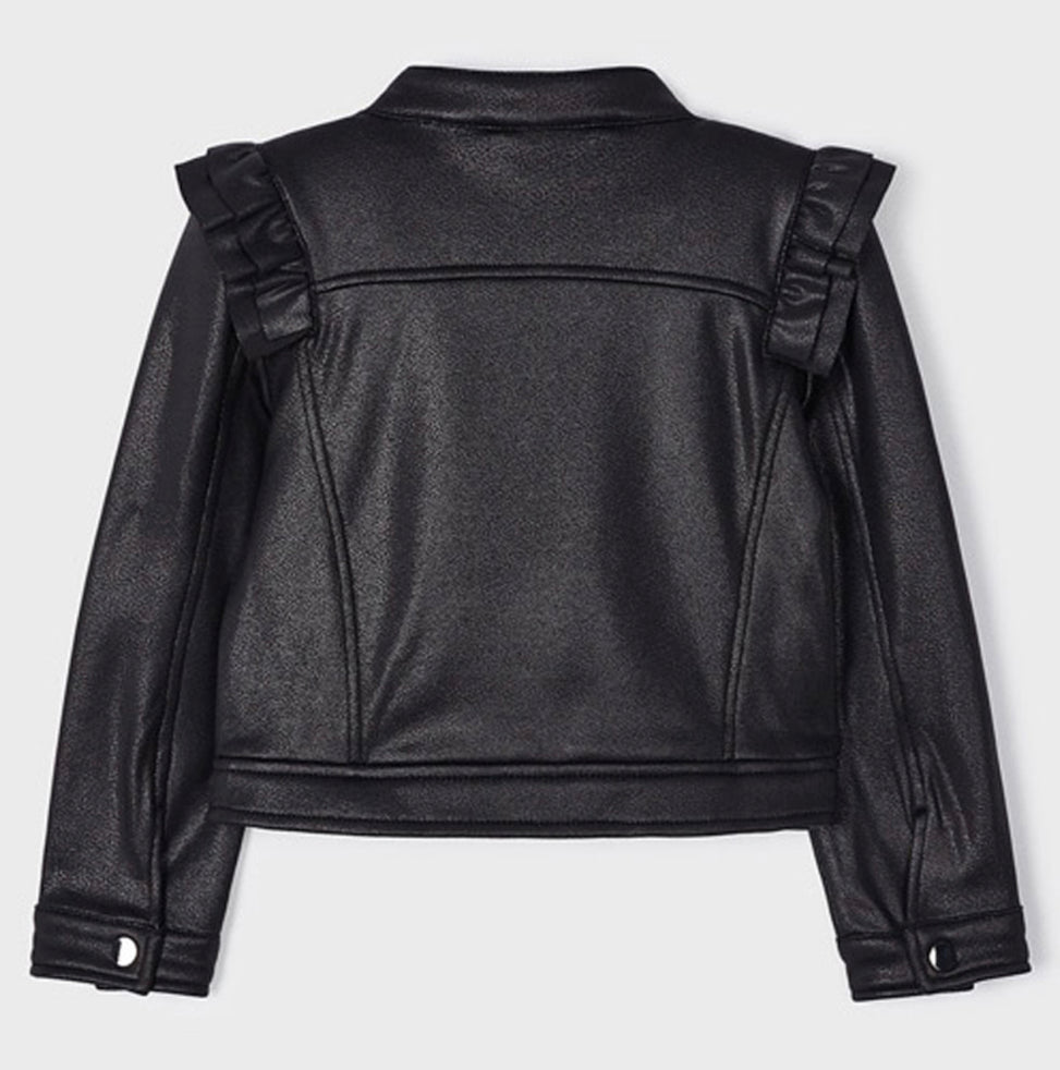 Faux Leather Front Zip Jacket