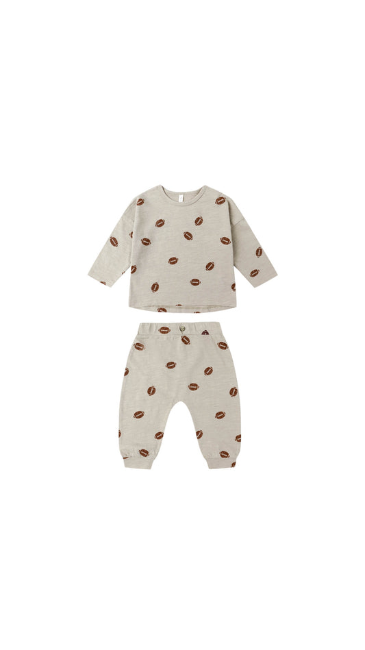 Long Sleeve Tee & Pant Set Footballs