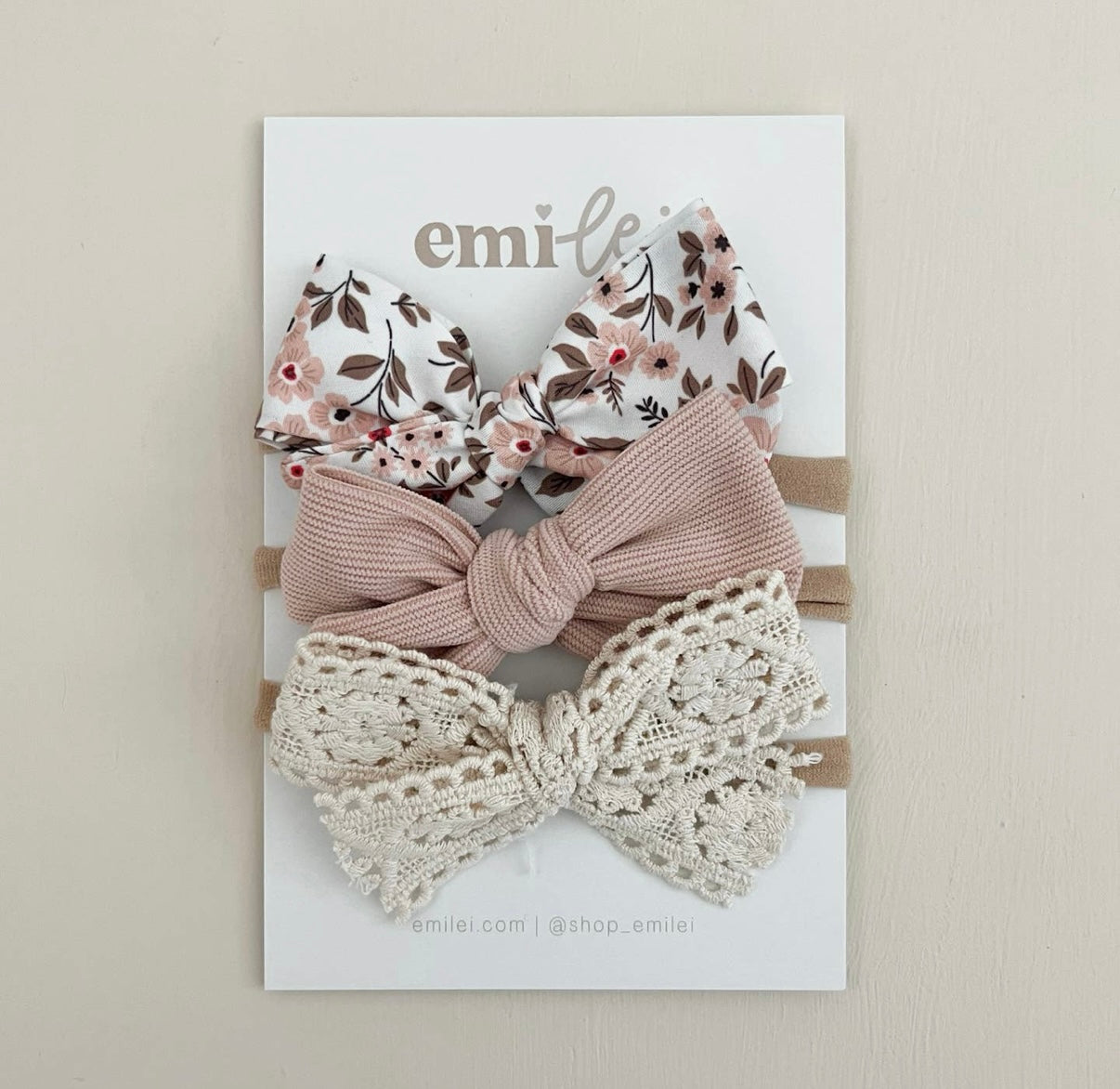 Nylon Stretchy Bow Headbands - Set of 3