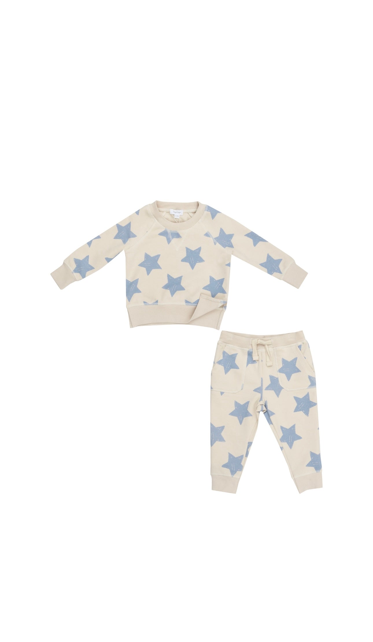 French Terry Sketchy Stars Blue Raglan Sweatshirt & Jogger Set