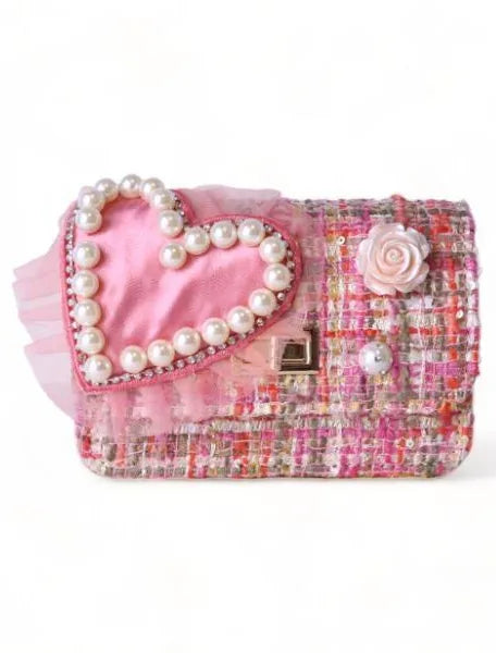 Big Heart Tweed Purse