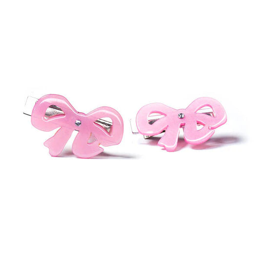 Bows Fancy Double Satin Pink Hair Clips