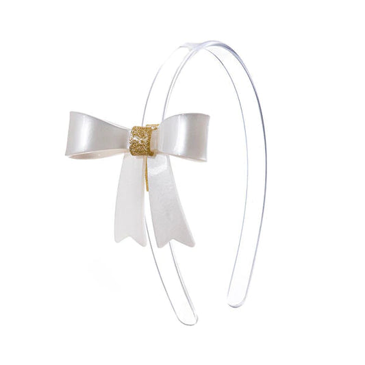 Bow French Pearlized White Headband