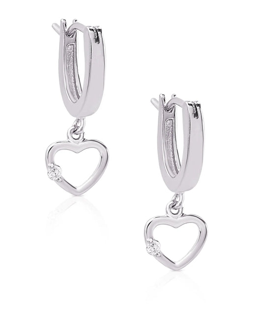 Open Heart Drop Earrings Sterling Silver