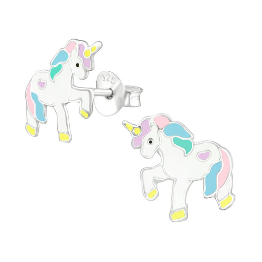 Multi Unicorn Stud Earrings in Sterling Silver