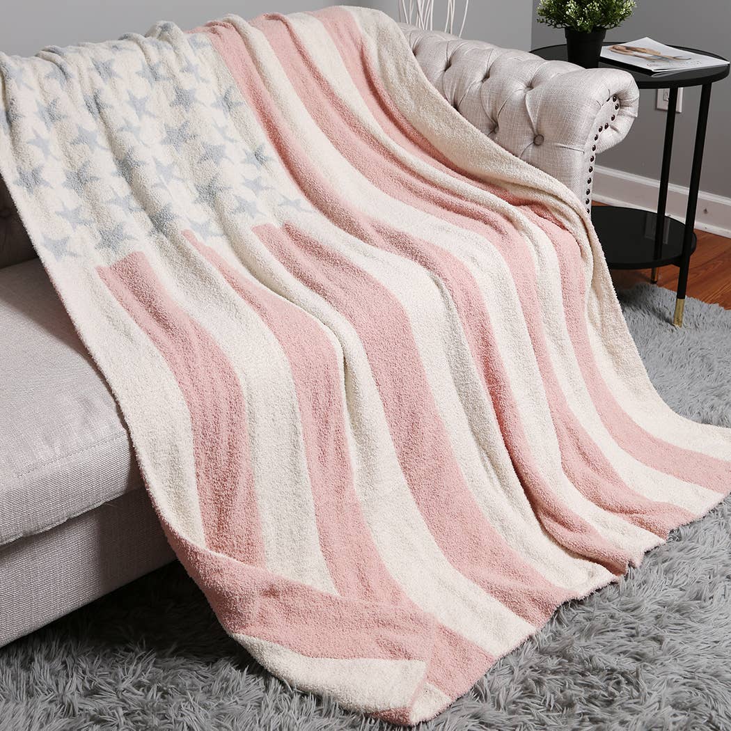 Faded American Flag Throw Blanket