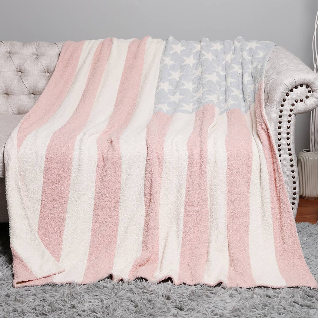 Faded American Flag Throw Blanket