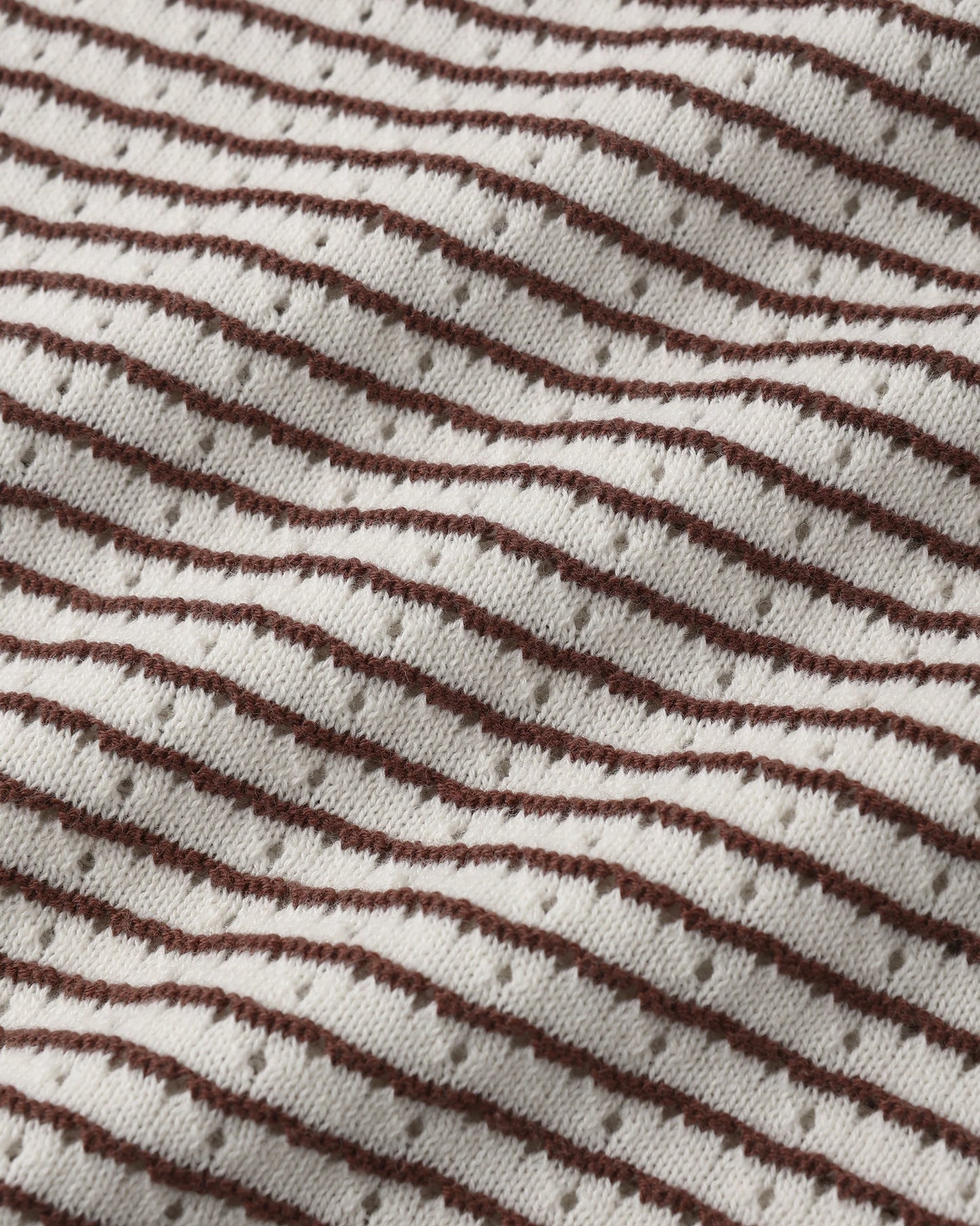 Boxy Crop Knit Tee || Chocolate Stripe