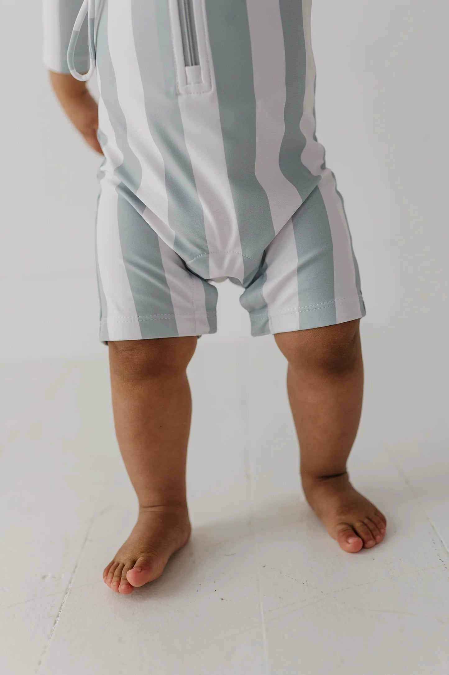 Baby One-Piece Rash Guard Swimsuit Aqua Stripe