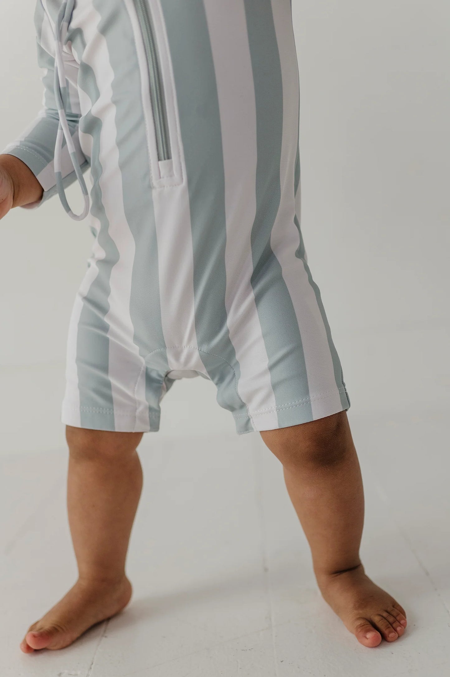 Baby One-Piece Rash Guard Swimsuit Aqua Stripe
