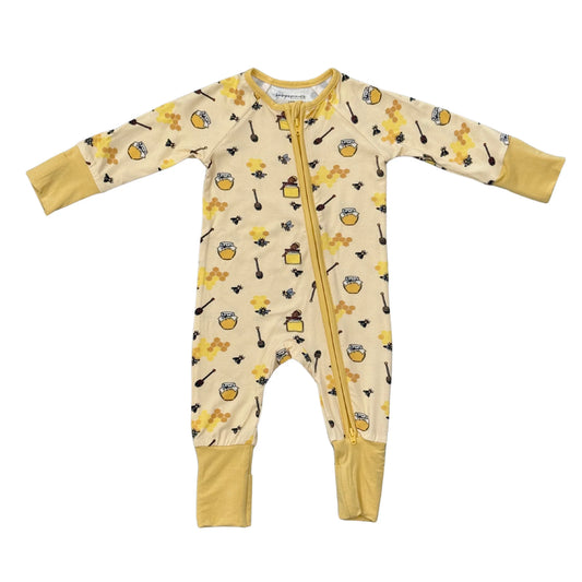 Long Sleeve Zip Romper Honey Bees