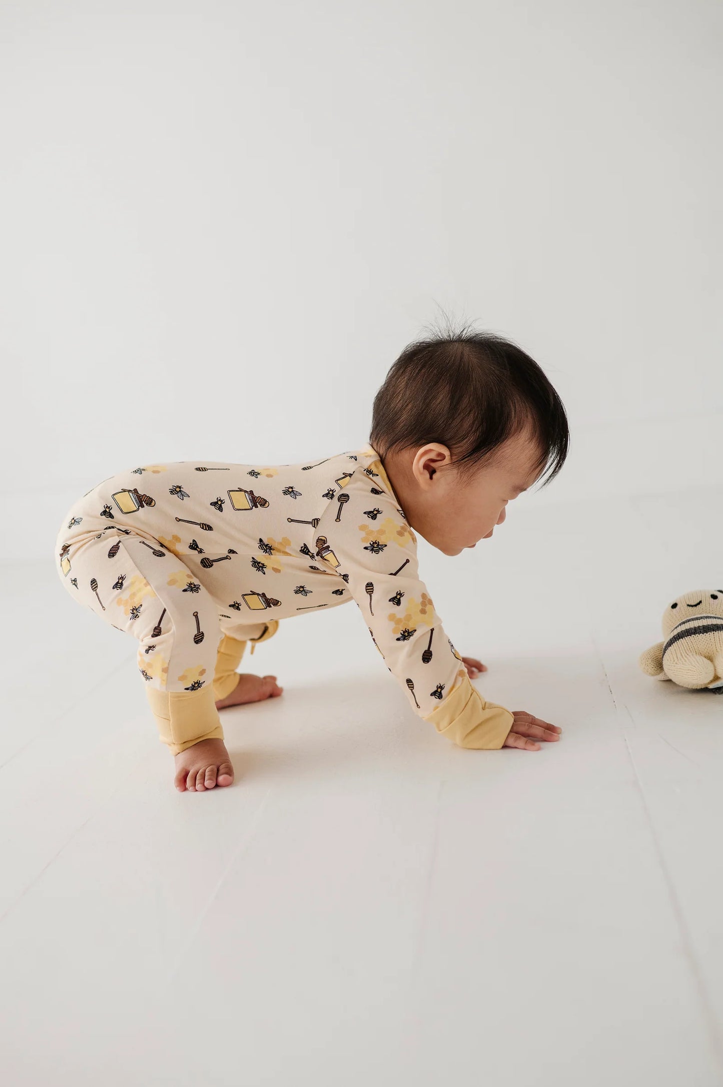 Long Sleeve Zip Romper Honey Bees