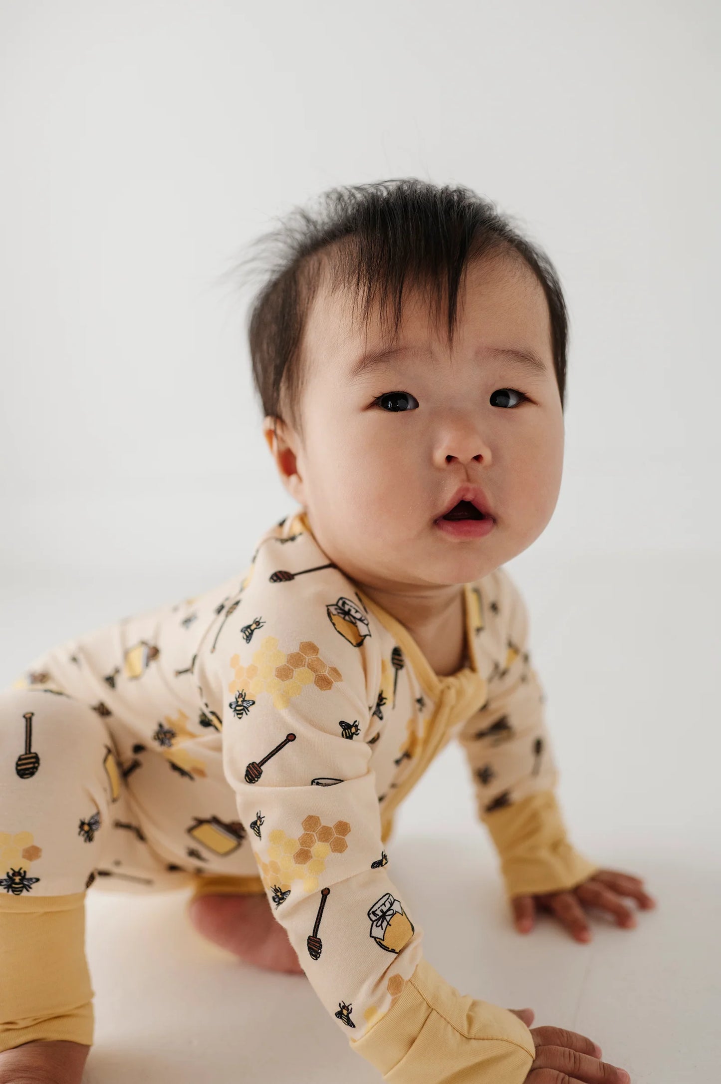 Long Sleeve Zip Romper Honey Bees