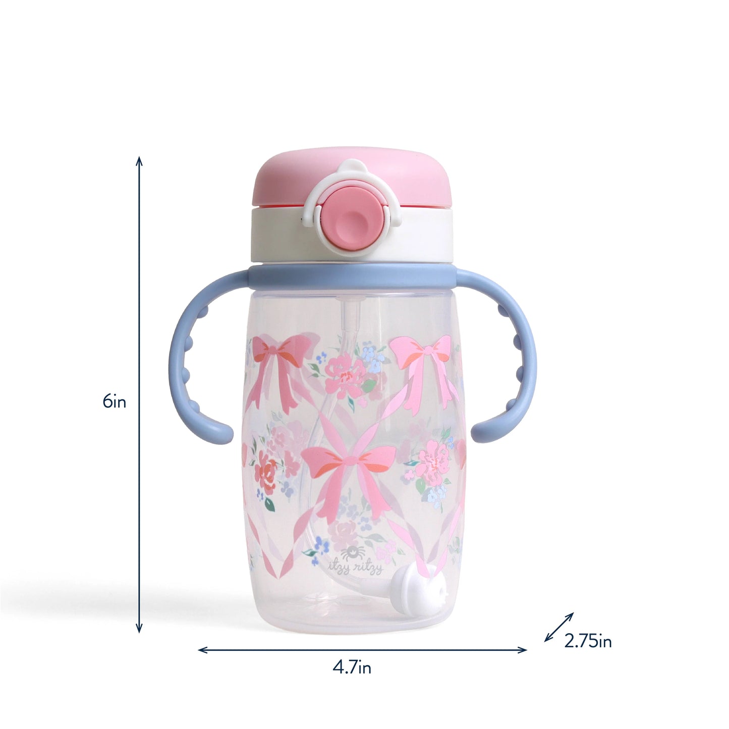 Itzy Sips™ - Straw Cup with Snap-Close Lid - Ribbons & Roses