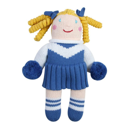 Cheerleader Knit Doll - Royal Blue & White