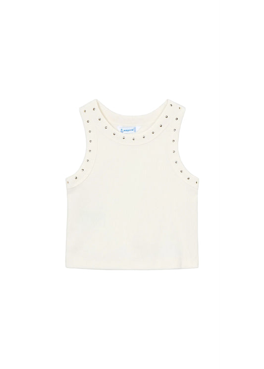 White Studded Tank Top