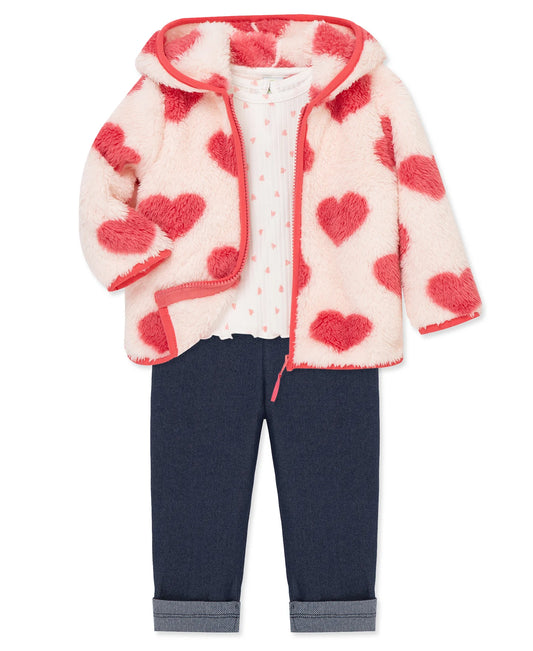 Heart 3-Piece Toddler Sherpa Jacket Set