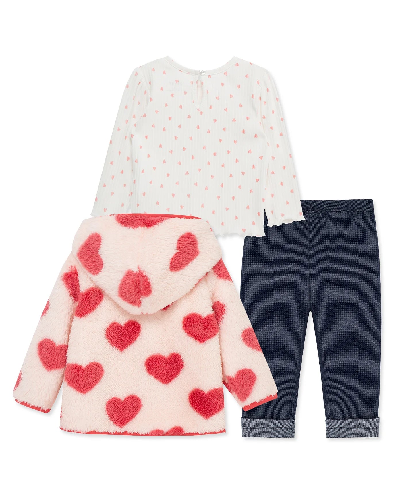 Heart 3-Piece Toddler Sherpa Jacket Set