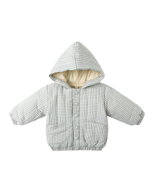 Hooded Woven Jacket Blue Gingham