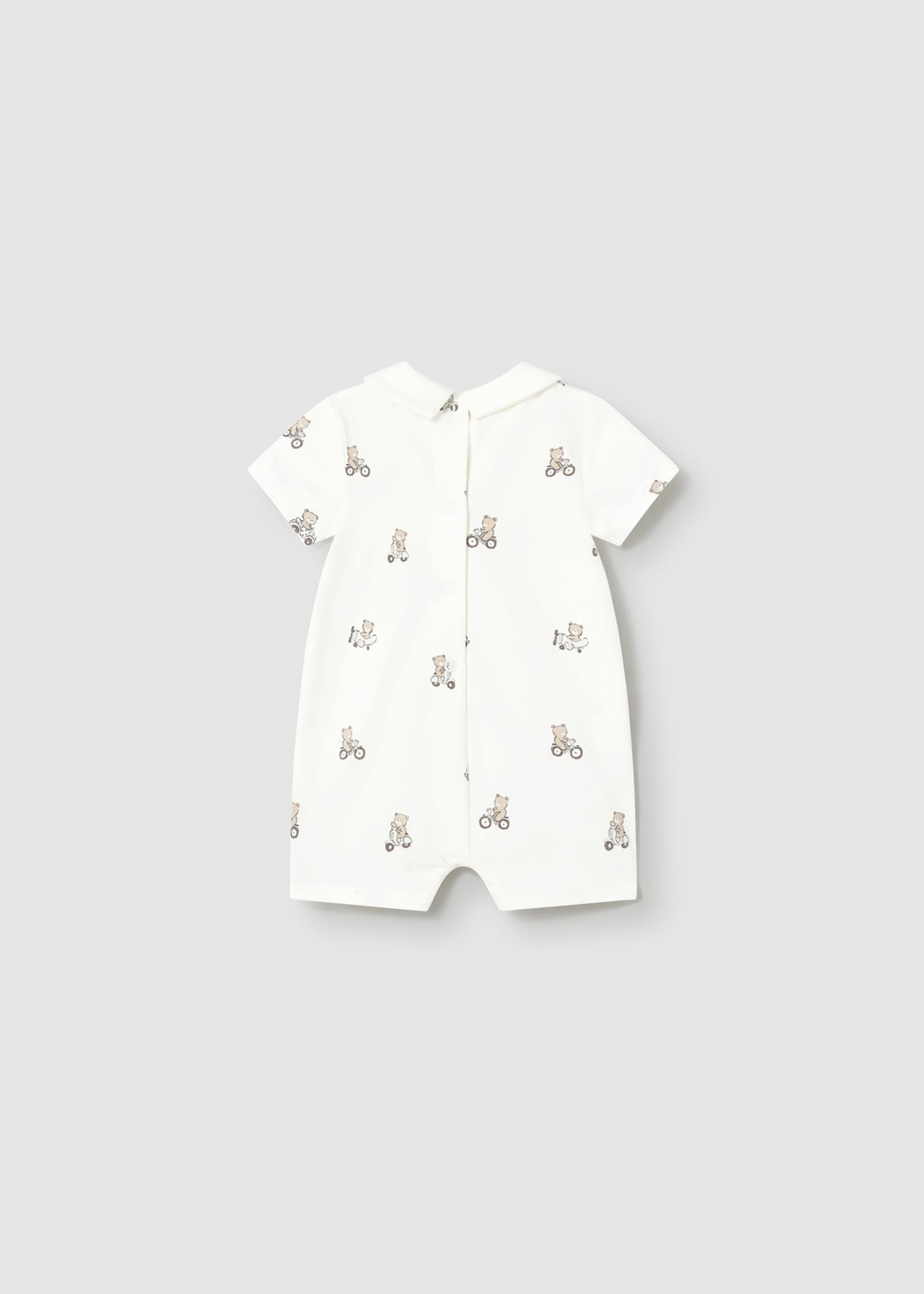 All Over Print Scooter Bear Collared Romper