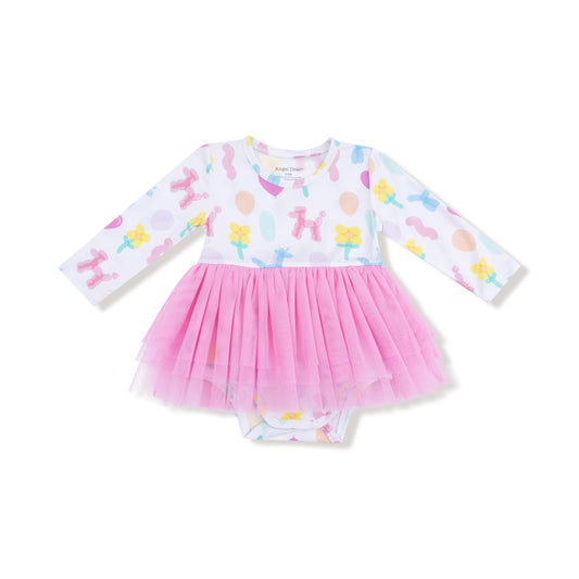 Balloon Animals Pink Long Sleeve Tutu Bodysuit