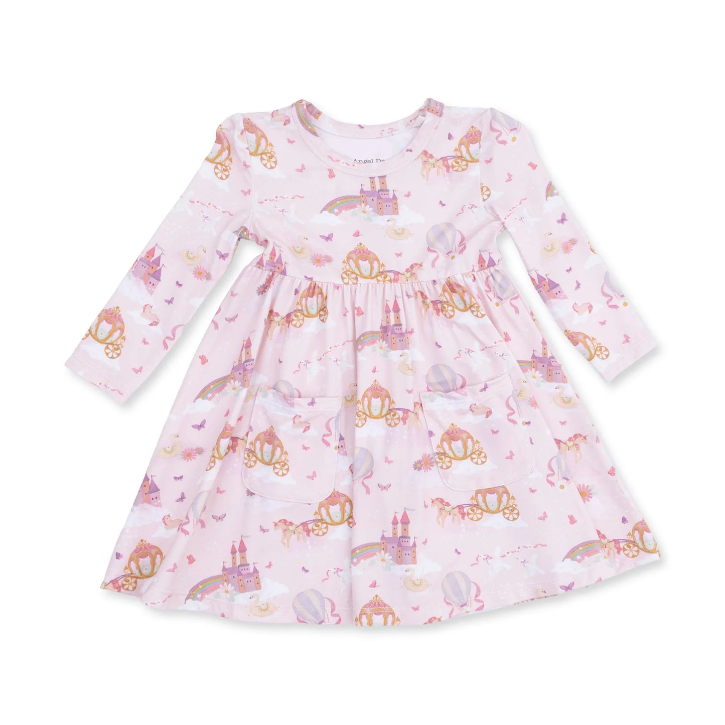 Princess Unicorns and Castle Twirly Long Sleeve Dress with Bike Short