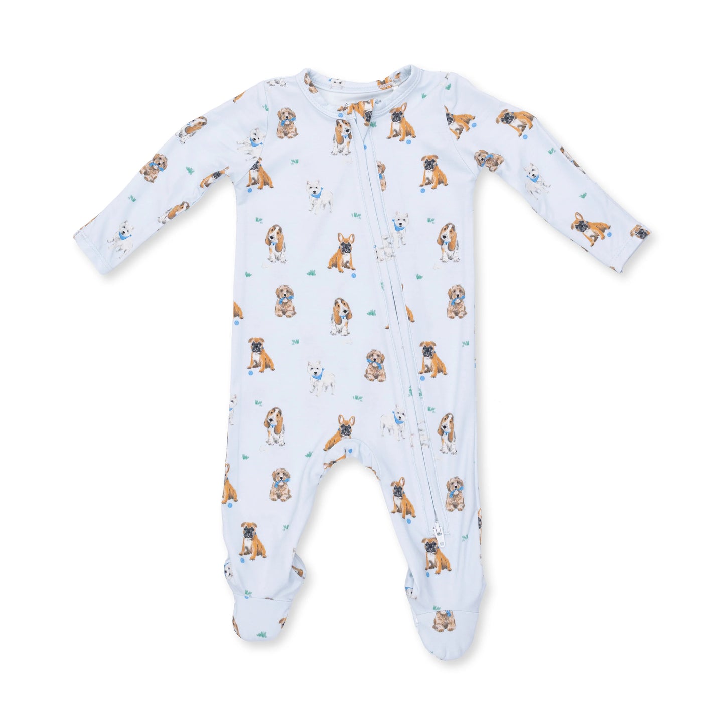 Bestie Dogs Blue 2 Way Zipper Footie