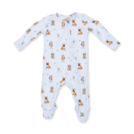 Bestie Dogs Blue 2 Way Zipper Footie