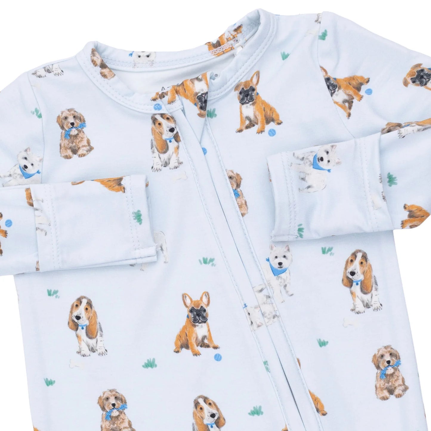 Bestie Dogs Blue 2 Way Zipper Footie