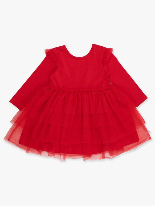 Flutter Tulle Long Sleeve Twirl Dress