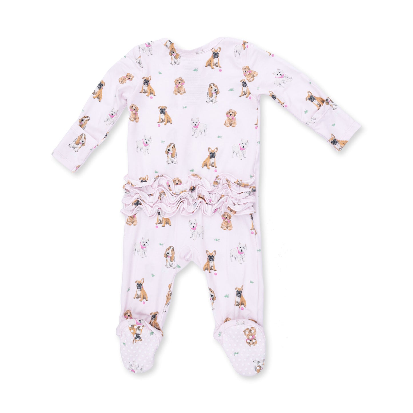 Bestie Dogs Pink 2 Way Ruffle Back Zipper Footie