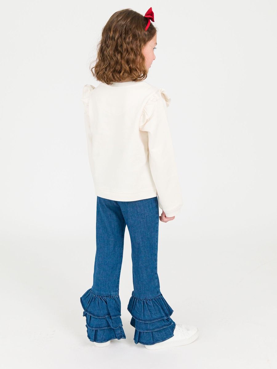 Denim Ruffle Flare Pants