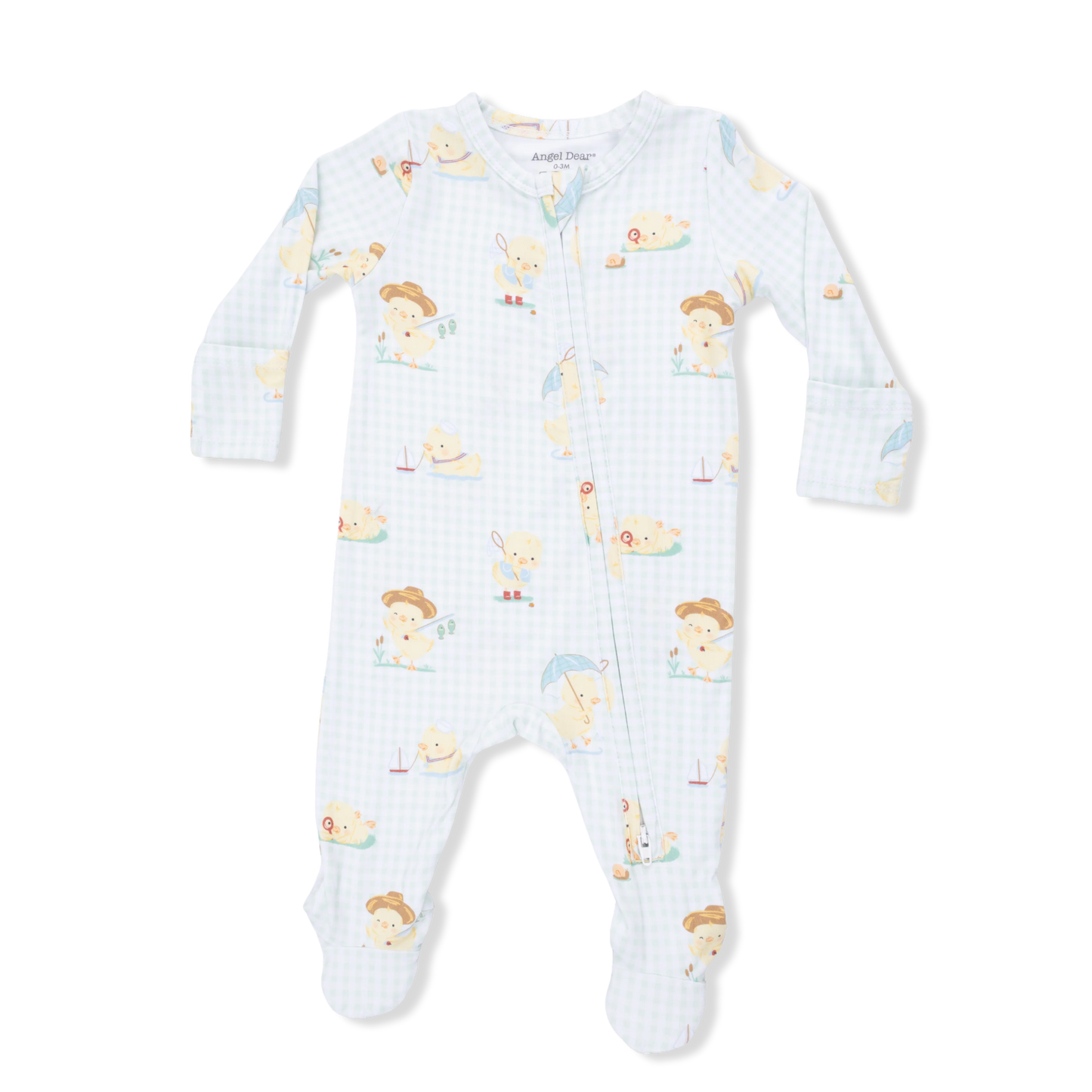 Vintage Spring Ducklings Green 2 Way Zipper Footie