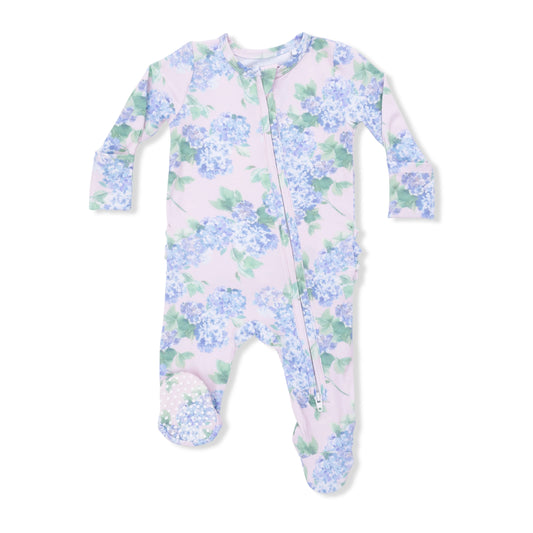 Hydrangeas 2 Way Ruffle Back Zipper Footie
