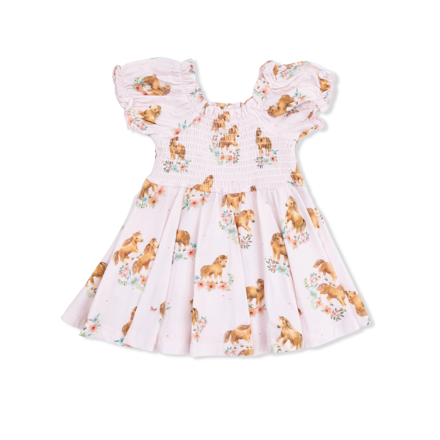 Pink Ponies Smocked Twirly Dress And Bloomer