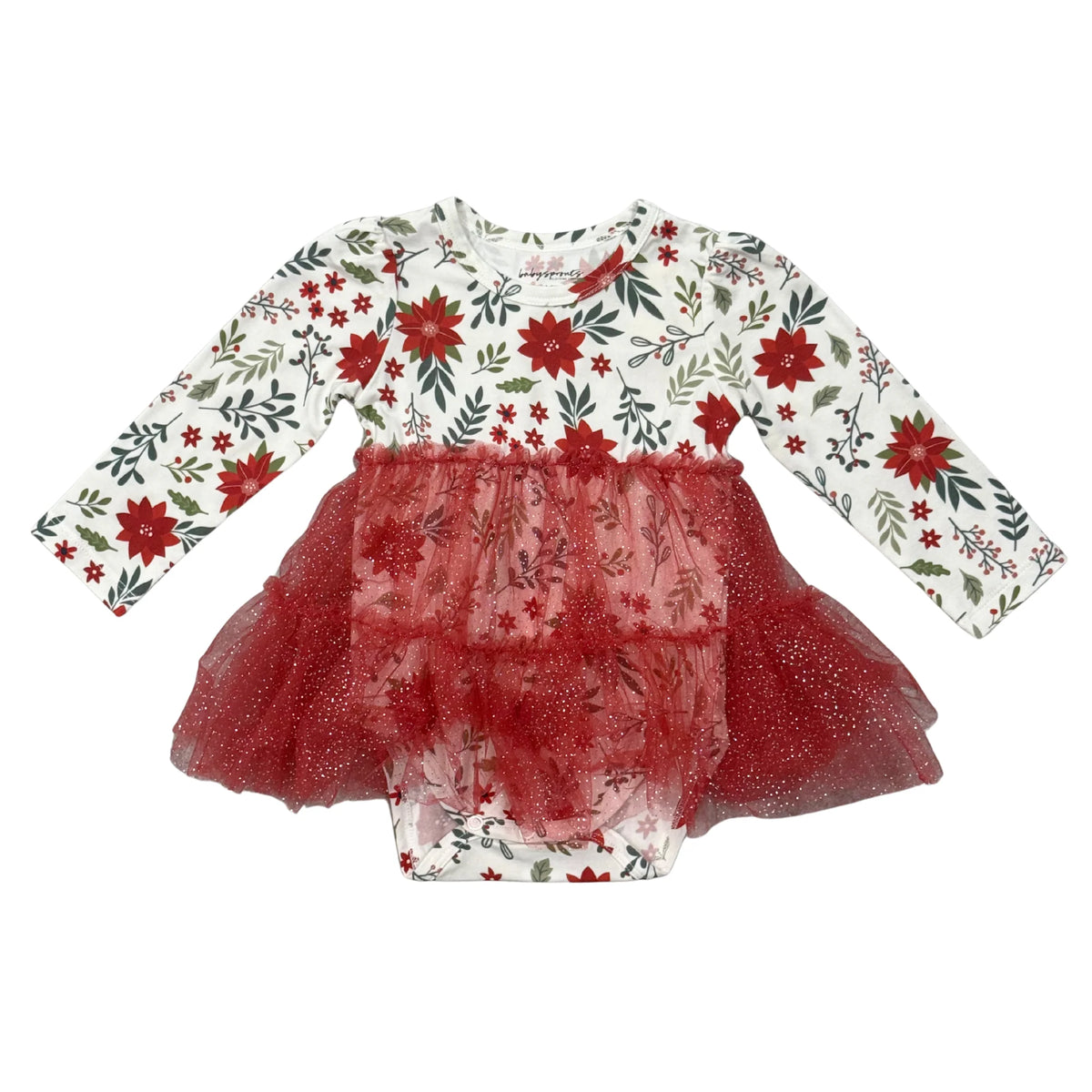 Tulle Bodysuit Dress Poinsetta