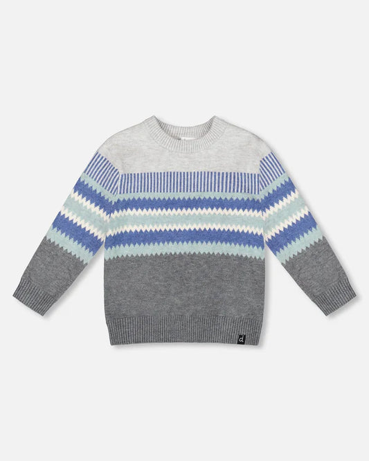 Knitted Jacquard Sweater Dark Gray