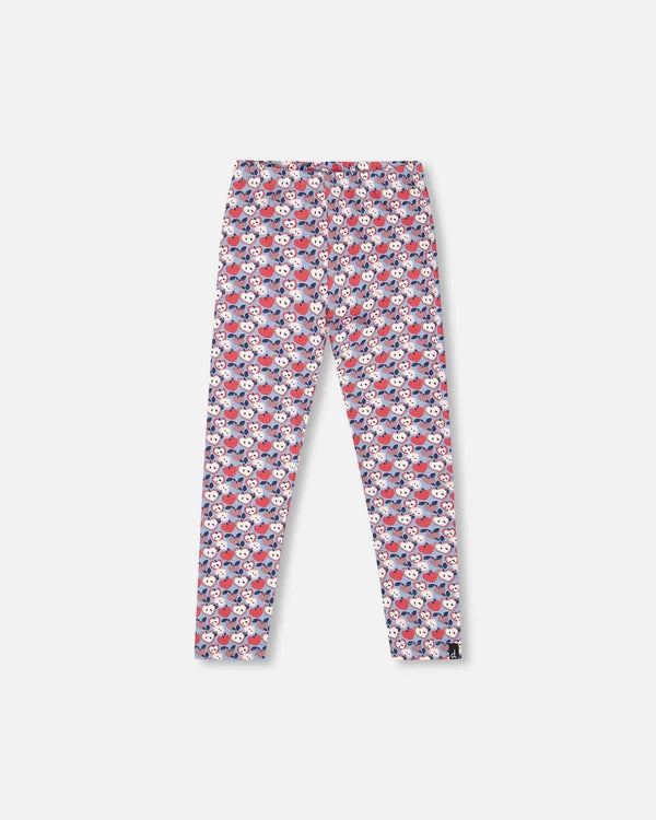 Organic Cotton T-Shirt Navy Blue With Apple Treats & Organic Cotton Leggings Blue Apple Print Set