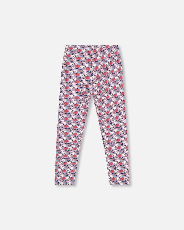 Organic Cotton T-Shirt Navy Blue With Apple Treats & Organic Cotton Leggings Blue Apple Print Set