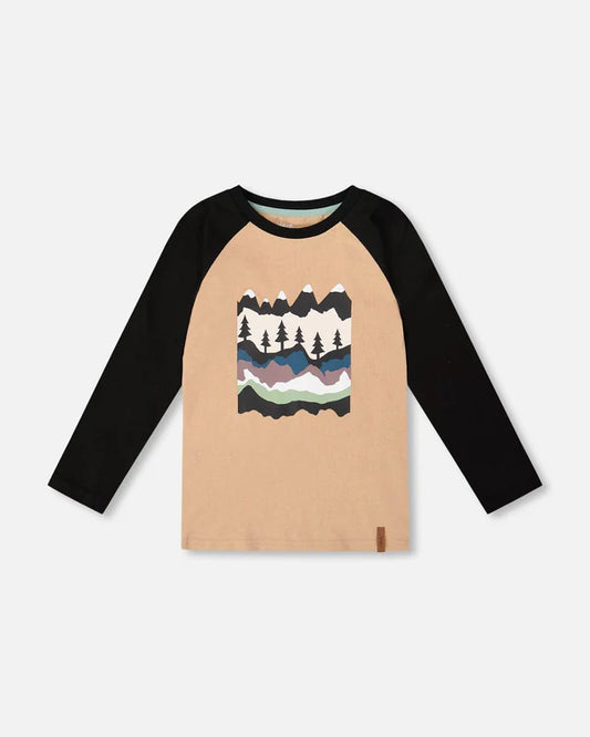 Long Raglan Sleeve Jersey Tee Beige