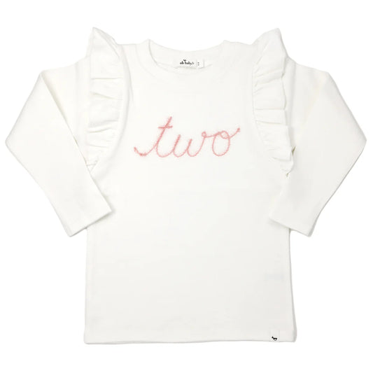 oh baby! “Two” Pink Eyelash Millie Long Sleeve Tee
