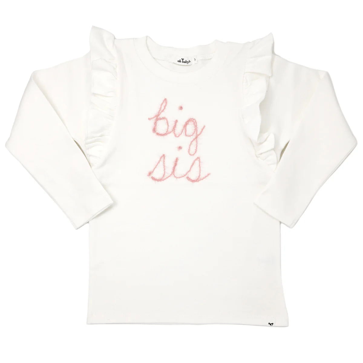 oh baby! “Big Sis” Pink Eyelash Millie Long Sleeve Tee